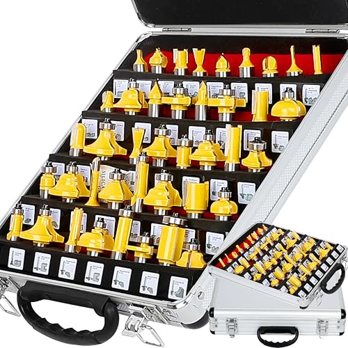 MAYLINE 1/2 Inch Shank Router Bits Sets 41 PCS, Woodwork Milling Cutter Router Bit Set, Wood Cabinet Carbide CNC Cutting Tool for Door&Table Shelves (1/2-LWQ)