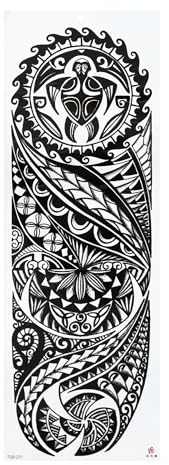 2 x XXL Maori Tattoo in schwarz - Traditionelle Körperkunst mit Symbolik - Temporary Body Tattoo - TQB231 (2)