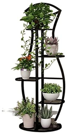 Porte Plante Support Plante Etagère à Fleurs Présentoir À Fleurs En Métal Salon Balcon Intérieur Étagère Au Sol Décoration De Porte-fleurs Etagere Plantes Étagère Plante ( Color : Siyah , Size : 105*3