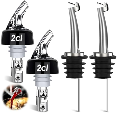 Yagaspantery 4 Piezas Vertedor, 2cl Vertedor Dosificación y Licor Pourers con Tapas, Vertedor para Bebidas, Cócteles, Aceite, Vino, Cocina, Restaurantes