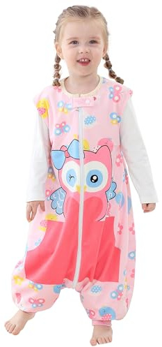 HAHASHOW Baby sovsäck med fötter året runt sovsäck flicka och pojke sovsparkdräkt sovsäck med ben 5–6 år uggla