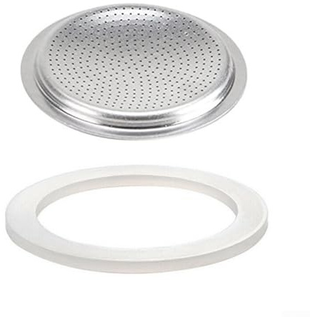 1 joint d'étanchéité en silicone pour machine à expresso et filtre de rechange pour cafetière expresso de cuisinière de 1 à 12 tasses et écran de filtre pour cafetière à moka Express (6 tasses +