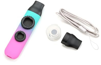 Alnicov Kazoo de doble orificio, Kazoos de tono ajustable con diafragmas de flauta y cordones para guitarra, ukelele, violín, piano