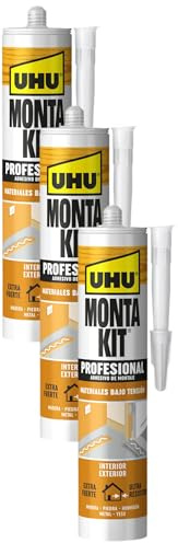 UHU Monta Kit Profesional-Adhesivo de Montaje Extrafuerte, Pegamento Fuerte Para Todo-350g (Paquete de 3)