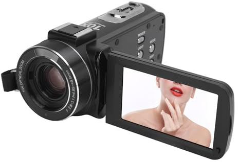 Fockety Caméscope Vidéo 4K, écran Tactile HD 3 Pouces, Zoom 10X, Vision Nocturne 256G, Caméra Vlogging avec Microphone, Capuchon D'objectif, Port de Griffe Anti-secousse 6 Axes