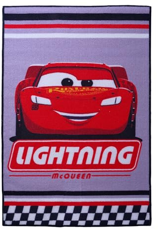 Disney Home Kinderteppich - Offiziell lizenzierter Kinderspielteppich für Kinderzimmer, Spielzimmer - rutschfeste und waschmaschinenfeste Spielmatte für Kinder, Cars Teppich 80 x 120 cm