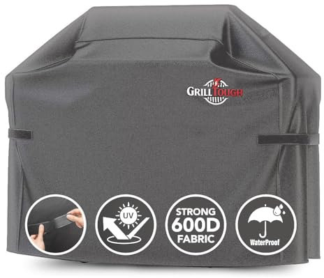 GrillTough Heavy Duty BBQ Grill Cover for Outdoor Grill, 58 Inch – Waterproof, Weather Resistant, UV & Fade Resistant with Adjustable Straps – Gas Grill Cover for Weber, Charbroil, etc. Charcoal