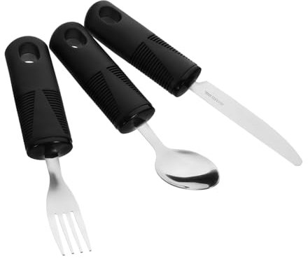 Garneck Vajilla Antivibración Para Personas Mayores Utensilios Adaptables Portátiles Vajilla Cuchara y Tenedor Para Adultos Mayores Resistente Vibraciones Para Alimentación Casa o