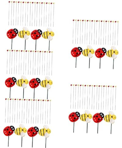 Yardwe 100stücke Teiliges Gartenstecker Dekofiguren Marienkäfer Bienen Dekorative Gartenornamente Für Blumenbeete Und Töpfe Einfache Installation Für Innen Und Außen