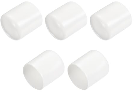 QUARKZMAN 5 Stück Gummi Endkappen 30 mm Kunststoffkappe Gummikappen Schutzkappen Abdeckung Fußkappen für Stuhlbeine Tischbeine Schrauben Bolzen Gewinde Metallstäbe Rohr Zaunpfosten Weiß