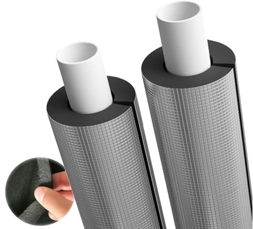 2 Stück Rohrisolierung Schaumstoff Rohr Isolierung Selbstklebende Schlauch Isolierung für Solaranlage Warmwasser/Heizung wasserdichte Isolierschlauch 20mm Isolierstärke(ID 27mm)