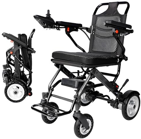 Electric Wheelchairs for Adults, 15kg, Foldable, 500W Dual Motors, 300kg Capacity, All-Terrain, Travel Size, Black