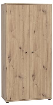 möbelando Mehrzweckschrank >TEMPRA2< in Artisan Eiche Dekor (B/H/T: 73,7x149,5x34,8 cm) bietet 2 Türen, 5 Fächer und einen robusten Oberboden mit 30 kg Belastbarkeit. Zerlegt geliefert.