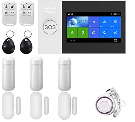 HEALBYBLE de Alarma de Seguridad for el hogar inalámbrico gsm, Detector de Humo, Alarma antirrobo con Sensor de Movimiento for la aplicación Tuya, Alarma for el hogar,Protección Antirrobo(E)