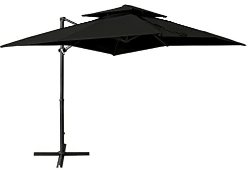 LLEZKBR Cantilever Garden Parasol with Double Top 250x250 cm Black
