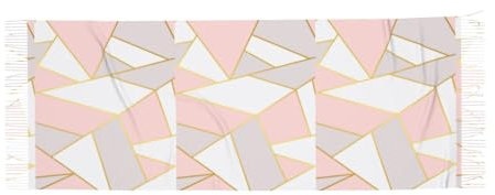 Poadnly Rosa Grau Geometrisch, Großer weicher Kaschmir-Schal, Wickelschal, Fransenschal, leichte Stola, 196 x 68 cm