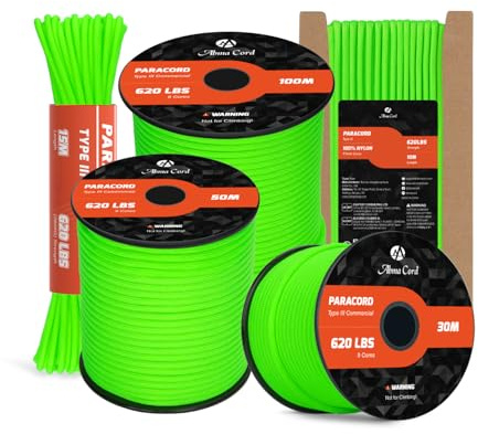 Abma Cord Paracord 620lbs 4mm 10M 100% Nylon Seil Typ 3 Schnur mit 9 Kern