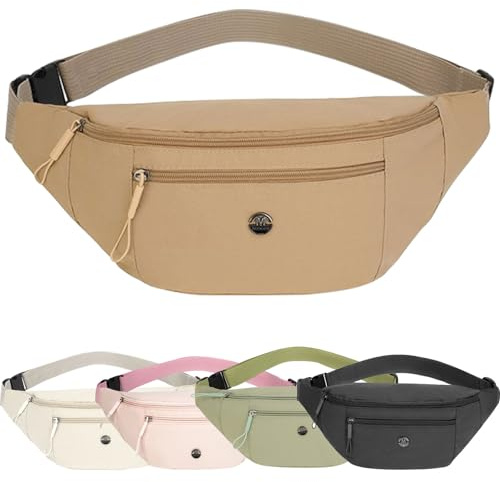 Sac banane léger pour voyage, sport, randonnée, sacs banane élégants pour femme et homme résistant à l'eau avec ceinture réglable, kaki, Taille unique, Loisirs