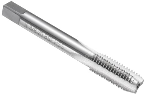 sourcing map Robinet inférieur à main 3/8-20 BSF 2B filetage filetage tarauds de filetage en acier rapide HSS6542 Flûtes droites Outil de taraudage