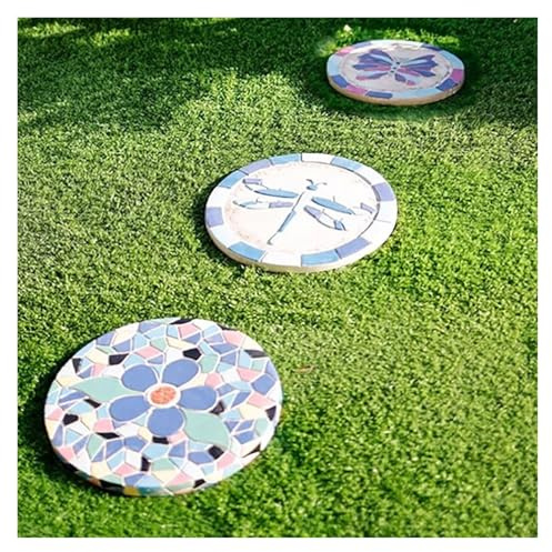 SFQEVHRZ Marchepieds de Jardin， Lot de 3 Dalles de Jardin Rondes en mosaïque, 35 cm, for Le Jardinage et la décoration