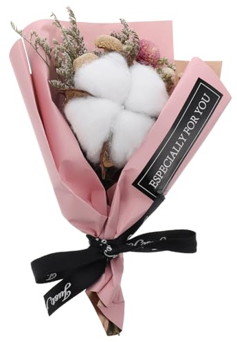 POPETPOP Mazzuolo di Cotone Essiccati Rosa, Decorazione Romantica per San , Lavorazione Fine, Mazzo Singolo per Decorazioni Nuziali
