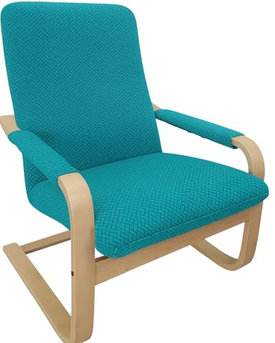 Domidekor Schwingsessel Bezug - Schwingstuhl Husse - Überzug für Relaxsessel - Abdeckung für Ruhesessel - Schutzhülle für Relaxstuhl - Oeko-Tex 100 - Elastisch Jacquard Fischgrät, Türkis
