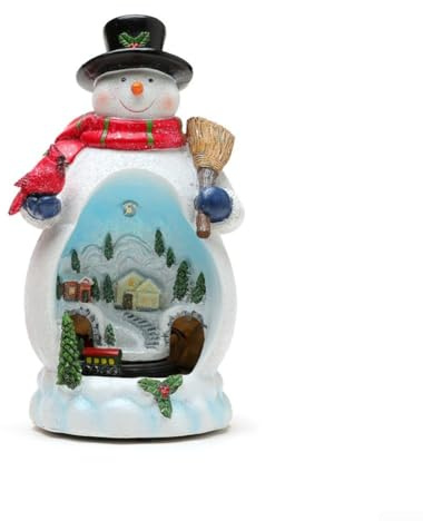 Eawfgtuw Figura di Babbo Natale con luci, ornamento a forma di pupazzo di neve, in resina, decorazione natalizia per la casa (pupazzo di neve)