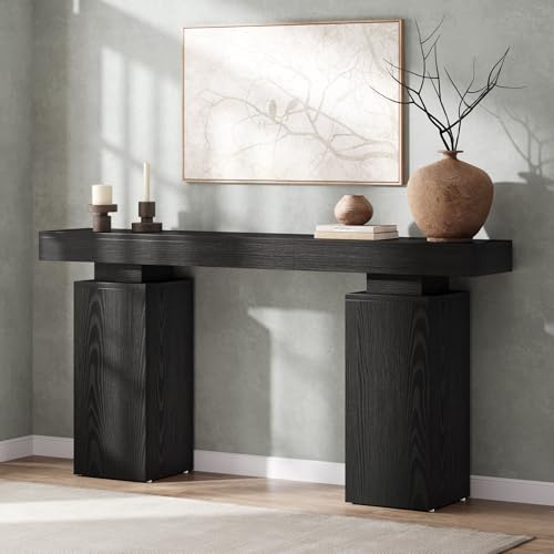 Tribesigns Konsolbord, 160 cm långt, bondgårdsentrébord bakom soffan, träbänk, modern möbel för vardagsrum, entré (svart)