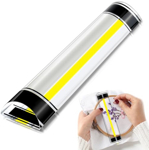 Verdanzia Magnifying Ruler with Yellow Tracker Line, 6 Inch Ruler with Magnifying Bar, Acrylic Mahjong Card Line Reader with Magnet for Reding Bible, Newspaper and Cross Stitch (6 in)