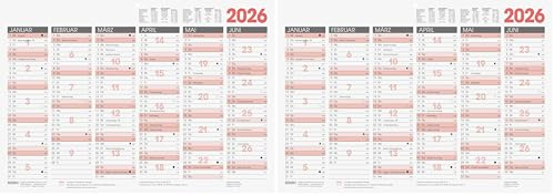BRUNNEN Tafelkalender 2026 | A3 quer (Packung mit 2)