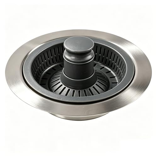 Grille d'Évier de Cuisine en Acier Inoxydable 304 avec Bouchon à Clip, Filtre d'Évier avec Panier d'Égouttage ABS, Bonde d'Évier Universelle, Cuvette de Vidange pour Évier de Cuisine