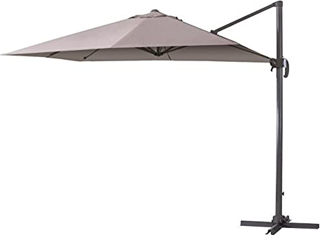 VERDELOOK | Ombrellone Deluxe, Struttura Alta 2.7 m in Alluminio Tortora a Braccio Reclinabile e Orientabile, Telo Copertura Tortora 4x3 m in Poliestere da 280gr/mq, per Giardino e Piscina Moderno