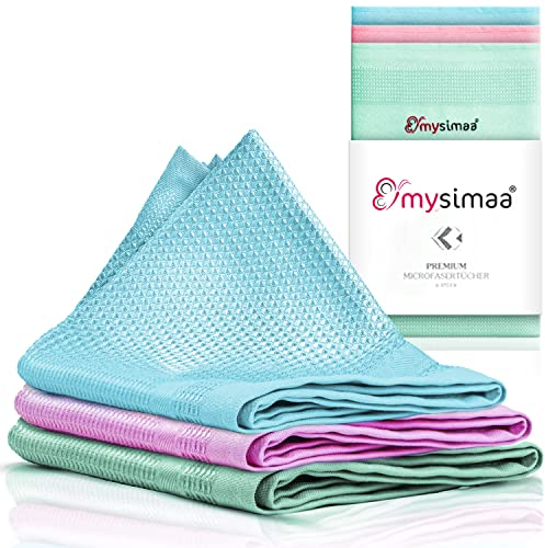 mysimaa® Premium Microfiber Cleaning Cloths - Professional microfibre cloth or dusters for cleaning to get streak-free, lint-free shine in home products, car cleaning, kitchen, dishes, window, glass.