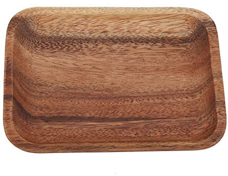 Duokon Bandeja de sushi elegante de grano de madera natural para aperitivos, postres, ensalada, rectangular de madera para servir en casa, restaurante, hotel (16,5 x 12,5 x 2 cm)