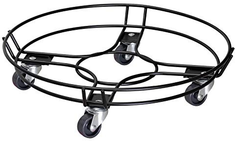 WAGNER Pflanzenroller Black Edition Ø 38 x 9,5 cm I Blumenroller für Außenbereich + Innenbereich I Kübelroller aus Stahl, schwarz beschichtet I Randbegrenzung I Tragkraft 100 kg - 20093401