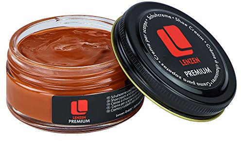 Lenzen Premium Schuhcreme für glattes und genarbtes Leder I Hochwertige Schuhpflege für Glanz und strahlende Farbe (Hellorange)