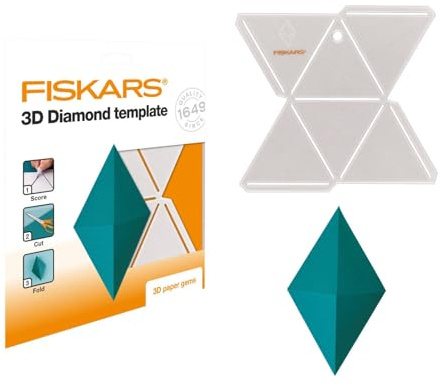 Fiskars 3D Papier-Juwel, Diamant-Schablone, Zur Erstellung von 3D-Formen | Kunststoff, Weiß, 1059567