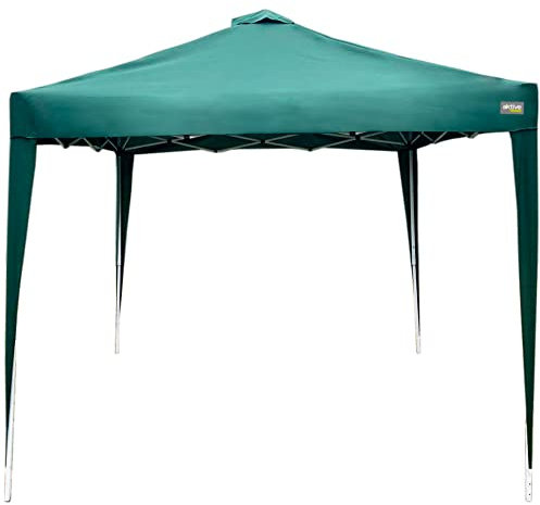 AKTIVE 61056 - Carpa Plegable 3x3 m, Cenador Plegable para jardín, 300 x 300 x 240 cm, Color Verde, 150 Gramos, Techo de ventilación, Montaje 10 Minutos, Garden