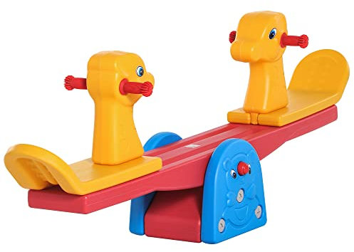 HOMCOM Altalena a Bilico con Maniglie Antiscivolo per Bambini Età 1-4 Anni, Plastica HDPE Atossica, 150x32x60cm, Multicolore