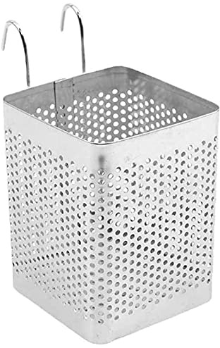 Liummrcy Besteck-Abtropfkorb, Edelstahl-Essstäbchen-Spülenhalter Quadratischer Löffel Aufbewahrungskoffer Besteck-Abtropfkorb Hängender Besteck-Trockenkorb mit Haken für Gabel-Essstäbchen-Löffel