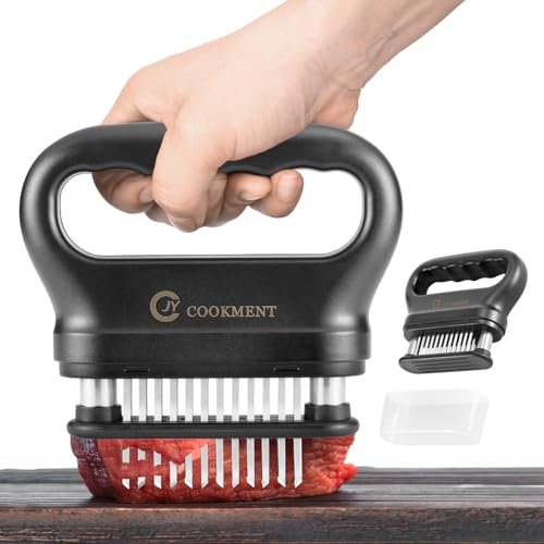 JY COOKMENT Meat Tenderizer Tool with 24 Stainless Steel Ultra Sharp Needle Blades, Kitchen Cooking Tool Best For Tenderizing, BBQ, Marinade