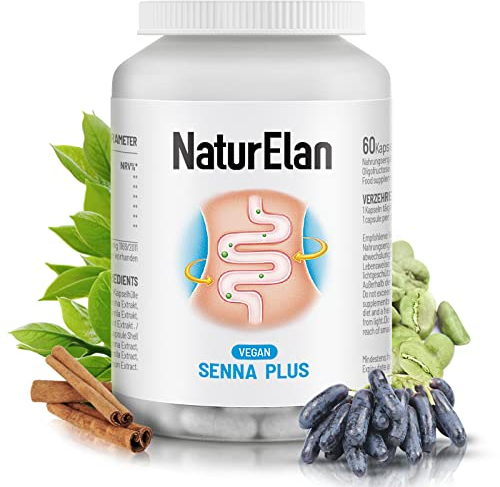 NaturElan Abführmittel gegen Verstopfung - 60 Kapseln, Darmreinigungskur, 100% Natürliche Inhaltsstoffe Reinigungsformel, Stuhlweichmacher, In Deutschland Produziert
