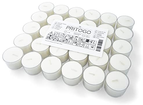 PRITOGO Teelichter Kunststoffhülle, weiss Ø 3,8 * 2,5 cm, Rußfrei, Brenndauer: 8 Stunden (300 Stück)
