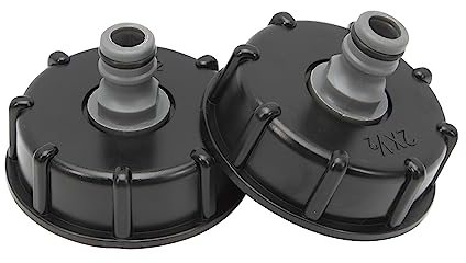 Konuooer 2 Piezas S60x6 IBC Tapón bidón Conexión Adaptador deposito 1000l, 1/2 Diámetro de Salida de conexión pezón 60 mm para válvula de tonelada, Manguera de riego 1/2