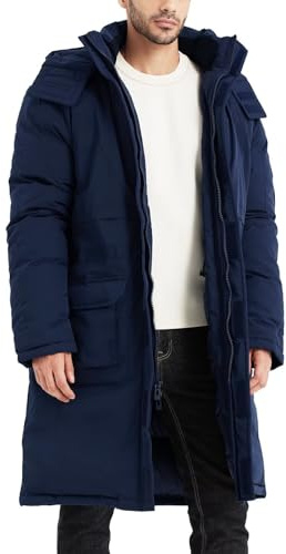 Rejork Men's Extra Long Parka Winter Coats Hooded Puffer Jacket Heavy Warm Water-resistant Outerwear Cold Weather