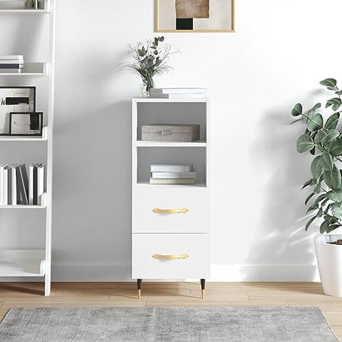 BaraSh Sideboard Hochglanz-Kommode Weiß TüRen Sideboard Flur Schmal Eckkommode 34,5x34x90 cm Beistellschrank Holzwerkstoff