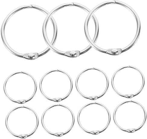 ABOOFAN 20pcs Snap Stationery Metal Ring Binder for Index Cards Flash Cards Key Rings Crafting Loose-Leaf Binder