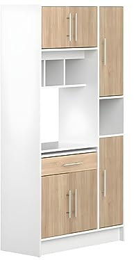 Symbiosis Küchenbuffet Buffetschrank mit 5 Türen & 1 Schublade - Weiß & Holzfarben - Mady