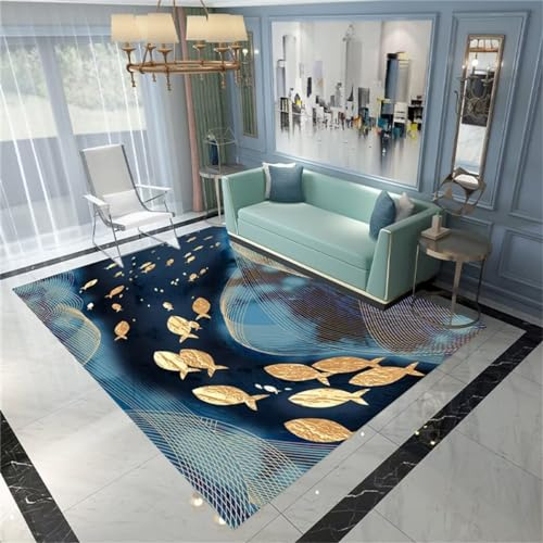 RUGMRZ Teppich Draußen Beständigkeit gegen abstrakte Flecken balkondekoration blau küchen teppiche Kitchen balkondeko Teppich draußen tepiche für wohnzimmer200x250CM