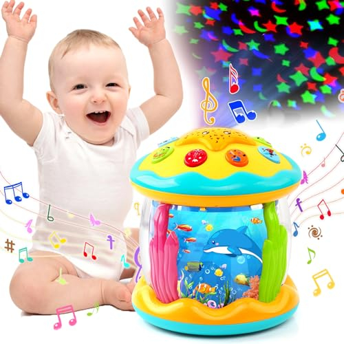 Baby Spielzeug ab 1 Jahr Projektor Babyspielzeug ab 6 8 9 10 12 18 Monate mit Licht & Musik Baby Geschenk Kinderspielzeug ab 1 2 Jahr Mädchen Junge Lernen Kriechen Spielzeug für Kleinkind Weihnachten